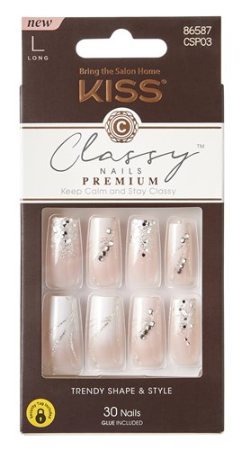 Kiss Classy Premium Nails 30 Count Long Length (60878)<br><br><span style="color:#FF0101"><b>12 or More=Unit Price $6.10</b></span style><br>Case Pack Info: 36 Units