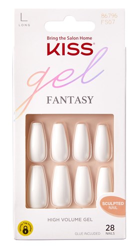 Kiss Gel Fantasy Collection 28 Count White Long Length (60880)<br><br><span style="color:#FF0101"><b>12 or More=Unit Price $5.49</b></span style><br>Case Pack Info: 36 Units