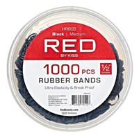 Kiss Red Rubber Bands Black Medium 1000 Count Tub (6 Pieces) (60892)<br><br><br>Case Pack Info: 10 Units