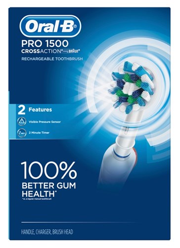 Oral-B Toothbrush Pro 1500 Cross Action Rechargeable (72026)<br><br><br>Case Pack Info: 3 Units