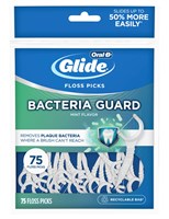 Oral-B Glide Floss Picks Bacteria Guard Mint 75 Count (72059)<br><br><br>Case Pack Info: 48 Units