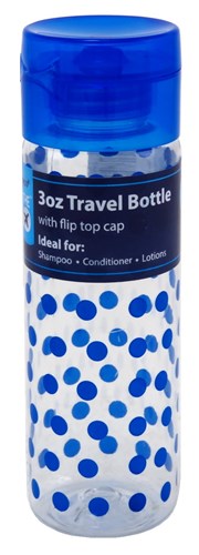 Sprayco Travel Bottle 3oz Cylinder W/Flip Top(12 Pieces) Asst (81126)<br><br><br>Case Pack Info: 4 Units