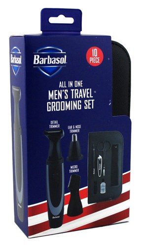 Barbasol All-In-One Grooming Set Travel 10 Piece (98826)<br><br><br>Case Pack Info: 12 Units