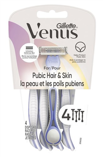 Gillette Venus Pubic Hair And Skin Disposable Razors 4 Count (99243)<br><br><br>Case Pack Info: 4 Units