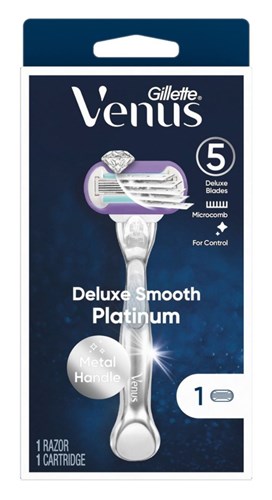 Gillette Venus Razor Deluxe Smooth Platinum + 1 Refill (99261)<br><br><br>Case Pack Info: 36 Units