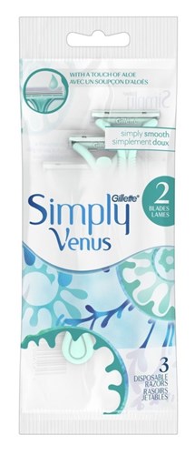 Gillette Simply Venus Razor Disposable 3 Count (16 Pieces) (99262)<br><br><br>Case Pack Info: 1 Unit