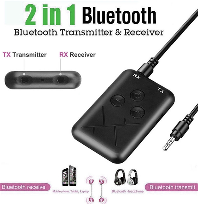 Audio 3.5mm Input Bluetooth Transmitter and Adapter Receiver TV & Stereo  5.0 VER Support: A2DP AVRCP MP3 WAV WMA APE FLAC Transmission distance:  more than 20M 65ft