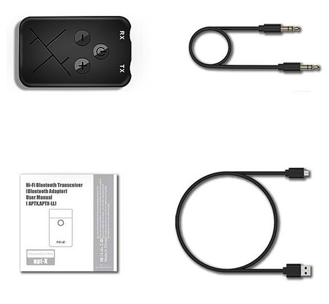 Bluetooth 5.0 Transmitter & Receiver 3.5mm Audio In/Out, USB Charging