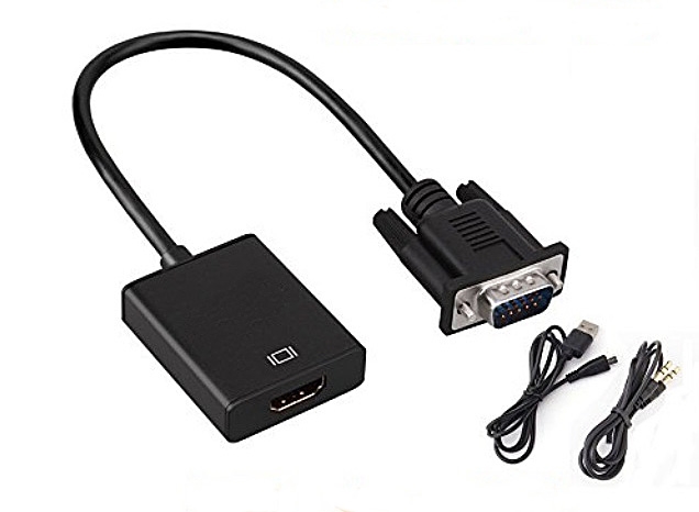 Audio Output 3.5mm Male HDMI to VGA Female Video Monitor Cable Adapter