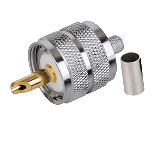 UHF-Male, Nickel gold center pin solder PL259 Plug Amateur Radio Connector  Crimp Type RG8 Teflon, IF-06B-TGSS-IP