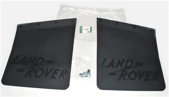 320590 - Genuine Rear Mudflaps with Logo (With Brackets) Pair - For Series Land Rover