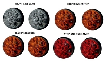 DA1192 - Fits Defender LED Coloured Lamp Kit in Genuine Land Rover Style - Upgrade Kit for Front and Rear Lights By Wipac