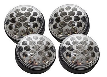 DA1274CL - Fits Defender Clear LED Light Upgrade for Front - 2 X Side Light & 2 X Indicator Light in NAS Style with Plinths