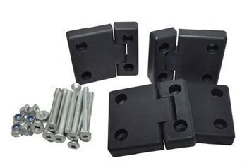 DA1306.AM - Full Aluminium Rear Side Door Hinge Kit in Anodised Black Finish - Complete with Stainless Hinge Pins - For Defender / Land Rover Series
