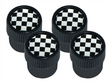 DA1437 - Tyre Valve Caps with Black and White Chequered Flag Design and Black Outer