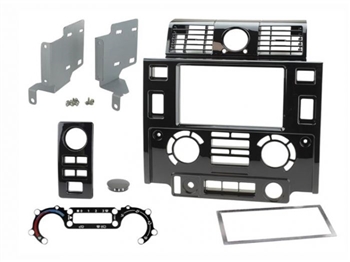 DA2681 - Piano Gloss Black Double Din Dash Facia for Land Rover Defender - Fits Puma Vehicles from 2007-2016 - Complete with Moveable Vents