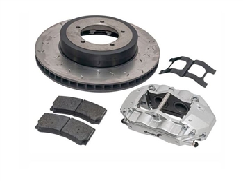 DA2703 - Front Brake Axle Kit By Alcon for Land Rover Defender (with 16" Wheels) - 4 Piston Silver Caliper, Disc and Pad Kit - Fits Defender 90 and Also 110 from 2000 Onwards