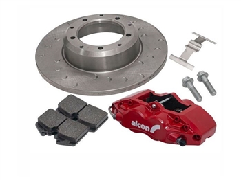 DA2704 - Rear Brake Axle Kit By Alcon for Land Rover Defender - 4 Piston Red Caliper, Disc and Pad Kit - Fits Defender 90 and Also 110 from 2000 Onwards