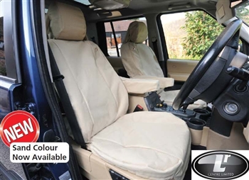 DA2819SAND- - Front Seat Covers In Sand for Range Rover Sport up to 2009 (Shows Similar Set Fitted to Discovery 3)