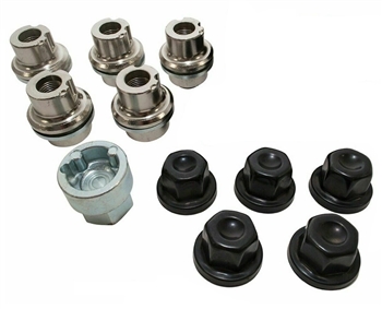 DA3548 - 5x Black Alloy Wheel Locking Nut Set for Land Rover Defender & Discovery 1(S)