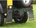 DA4531 - Pair of Fits Defender 90 Mudflaps - Britpart Complete with Bracket and Exhaust Cut Out - Comes with Britpart Logo in Yellow