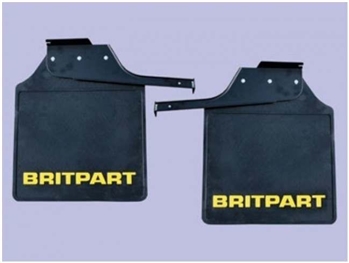 DA4534 - Pair of Fits Defender 110 Mudflaps - Britpart Complete with Bracket - Comes with Britpart Logo in Yellow