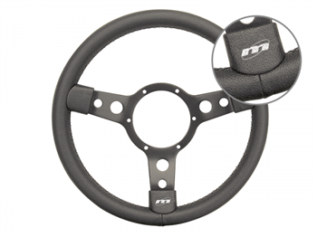 DA4650.AM - Fits Defender Steering Wheel By Mountney - 15" Black Vinyl with Black Spokes