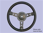 DA4654 - Steering Wheel by Mountney - 14" Black Vinyl with Black Spokes For Defender