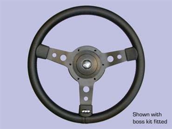 DA4654-36 - 36 Steering Wheel by Mountney - 14" Black Vinyl with Black Spokes For Defender