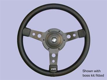 DA4654.AM - Fits Defender Steering Wheel By Mountney - 14" Black Vinyl with Black Spokes