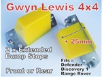 GL1057Y-2 - Gwyn Lewis Extended Bump Stops - Comes as a Pair in Yellow - Fits Front or Rear - For Defender, Discovery 1 and Range Rover Classic