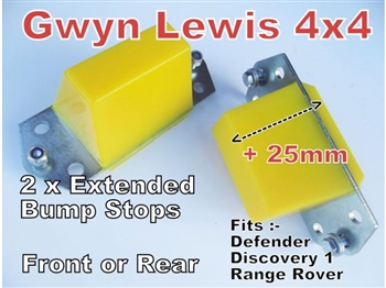 GL1057Y-2 - Gwyn Lewis Extended Bump Stops - Comes as a Pair in Yellow - Fits Front or Rear - For Defender, Discovery 1 and Range Rover Classic