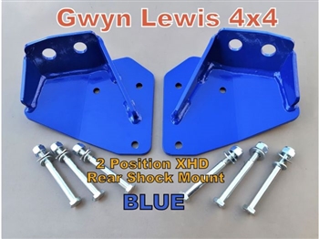 GL1062 - Gwyn Lewis Rear XHD Challenge Shock Mount - Two Position in Blue - Comes as a Pair - For Defender, Discovery 1 and Range Rover Classic