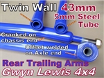 GL1074 - Gwyn Lewis Rear Heavy Duty, Cranked Radius Arms - Comes as a Pair in Blue - For Defender, Discovery 1 and Range Rover Classic
