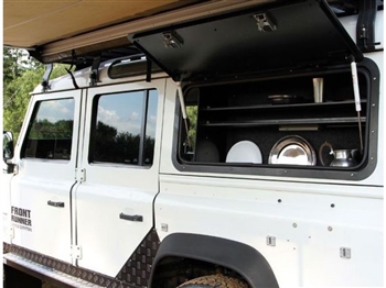 GWLD009 - Gull Wing Window in Black Aluminium By Front Runner - For Land Rover Defender - Replaces Sliding Window