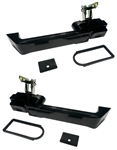 JWP3473 - BritBillet 2x Billet Aluminium Front or Second Row Door Handles for Defender 83-16 (No Lock Holes on Either Handle - Black with Black Buttons) (S)