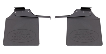 JWP50110 - Genuine Land Rover with Logo Pair Rear Mudflaps with Brackets for 83-16 Def 110 & 130