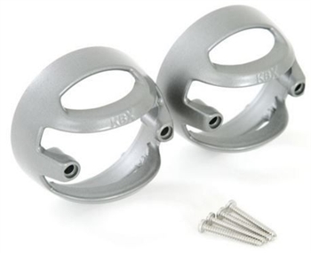 KBX7401S - KBX Lamp Guards For Defender Standard 72mm Indicator and Stop and Tail Lamps - Comes as a Pair For Single Lamps - Brunel Silver