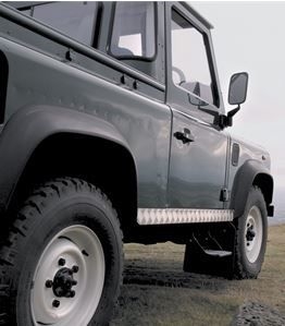 LR75 - Chequer Plate Sill Protectors for Defender 90 In 2mm Natural Finish