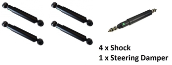 LRC1022 - Front and Rear Shock Absorber and Steering Damper Kit for Land Rover Series - For SWB 88" Series 2, 2A & 3