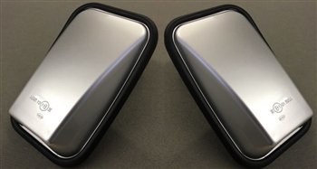 LRC1067 - Pair of Silver Gloss Mirror Head for Land Rover Defender - With Glass and Rubber Surround