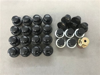 LRC1127KIT - Set of 16 Black Alloy Wheel Nut with Locking Nuts for Land Rover Defender - Full Vehicle Set