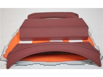 LRC12220 - Fits Defender Puma Dash Trim and Handle Kit - Burgundy Leather With Black Stitch By Lucari - Fits From 2007 Onwards