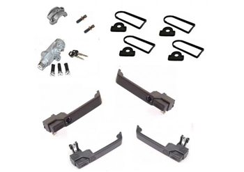 LRC1358 - Defender Front and Rear Door Handle Kit - Fits Defender Push Button Doors - Single Ignition Key for all Doors and Ignition