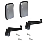 LRC1361 - Pair of Black Gloss Silver Heads, Mirror Arms and Screws for Land Rover Defender - With Glass and Rubber Surround