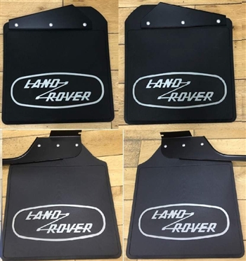 LRC1365 - Heritage Fits Defender 110 Mudflap Set - With White Heritage Logo - For Genuine Land Rover - Set of Four