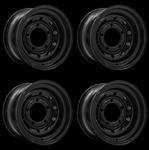 LRC1427 - Set of Four Steel Modular Wheel in Black - 16" x 7" - Will Fit For Defender, Discovery 1 and Range Rover Classic