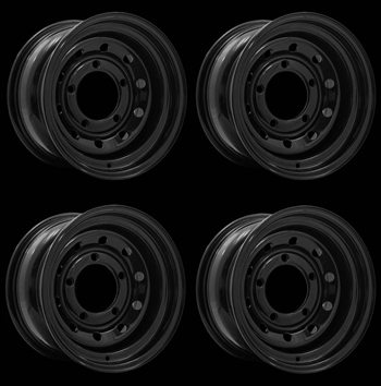 LRC1427 - Set of Four Steel Modular Wheel in Black - 16" x 7" - Will Fit For Defender, Discovery 1 and Range Rover Classic
