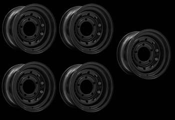 LRC1428- - Set of Five Steel Modular Wheel in Black - 16" x 7" - Will Fit For Defender, Discovery 1 and Range Rover Classic