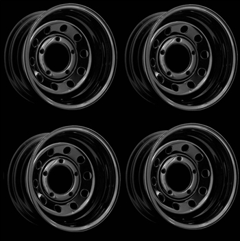 LRC1429 - Set of Four Steel Modular Wheel in Black - 16" x 8" with -35 Offset - Will Fit For Defender, Discovery 1 and Range Rover Classic